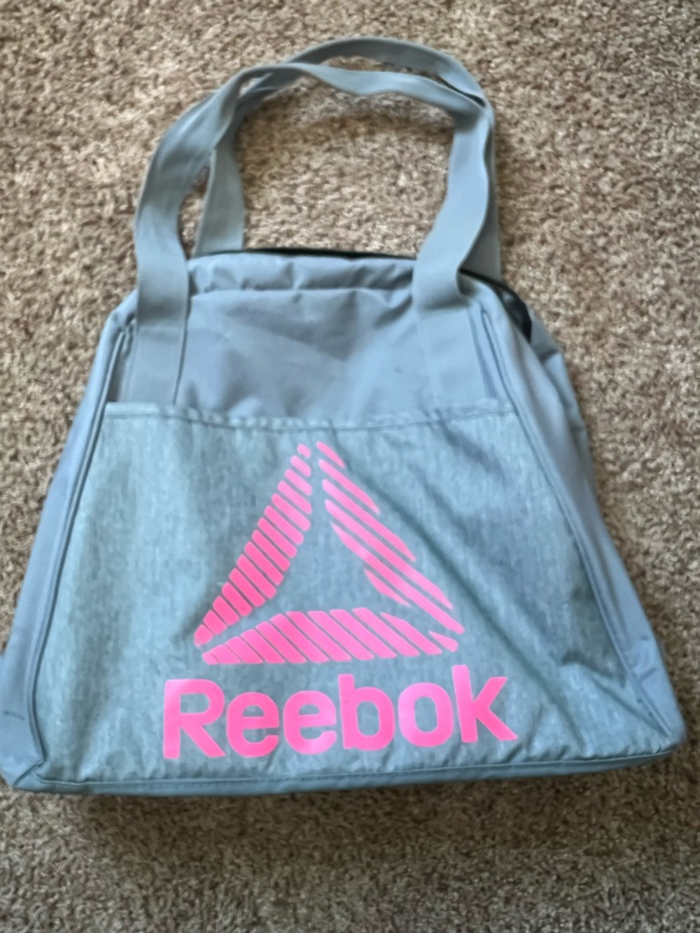 Reebok Light Gray Tote with Bright Pink Logo